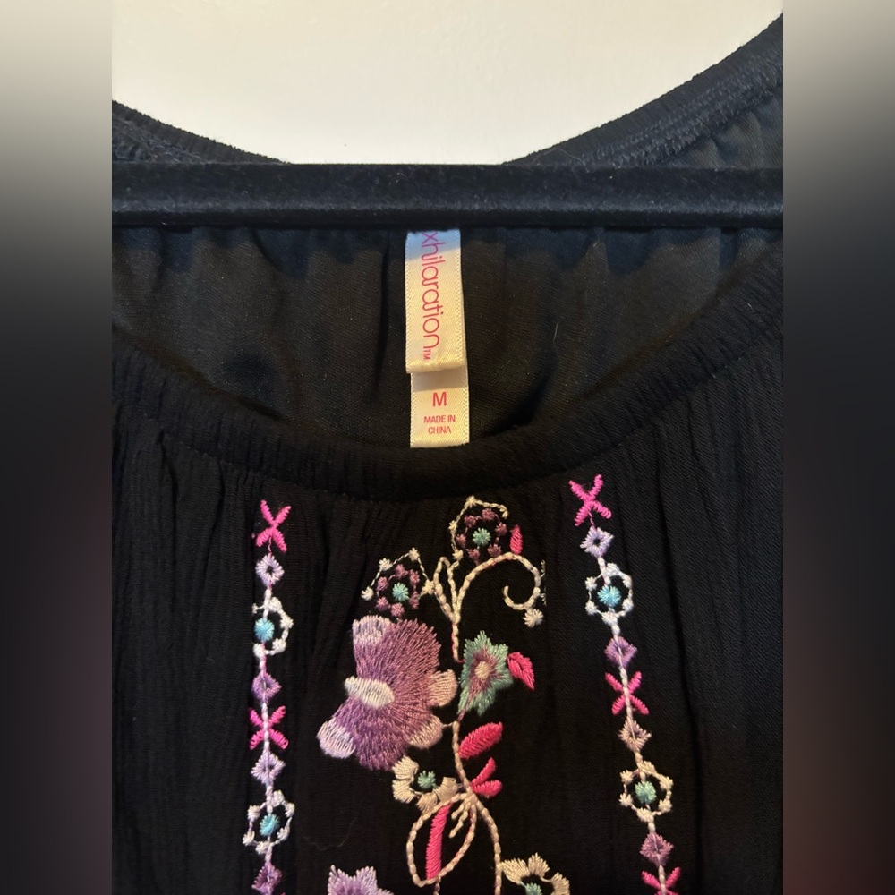 Xhilaration Black Dress with Embroidery & Tassels - Picture 3 of 4
